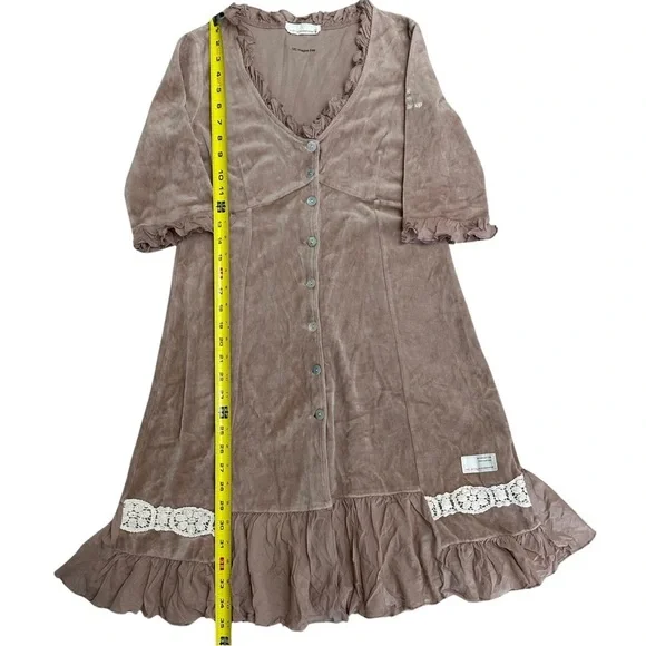 Odd Molly Velvet Babydoll Dress 580 Imagine Free SZ 1/Small Beige Pink Tone GUC - Picture 9 of 10